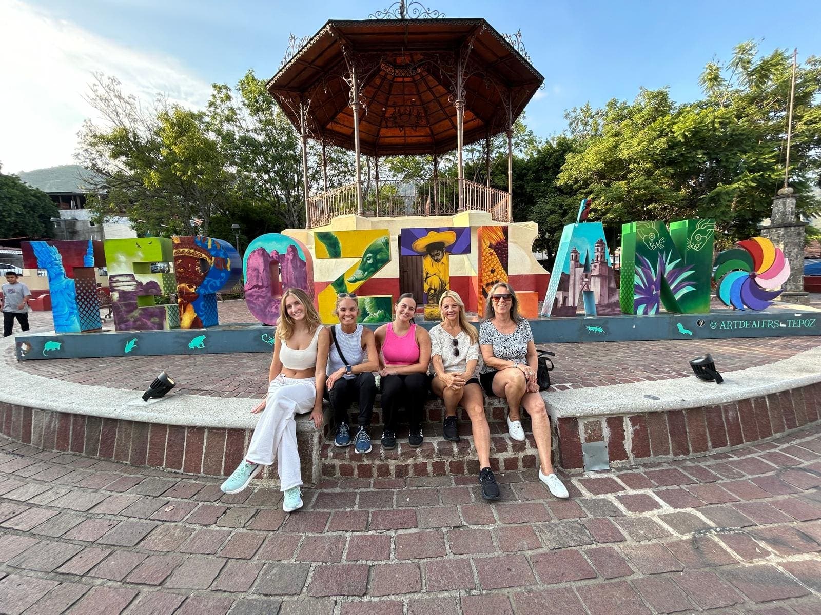 Retreat guests on Tepoztlán's plaza